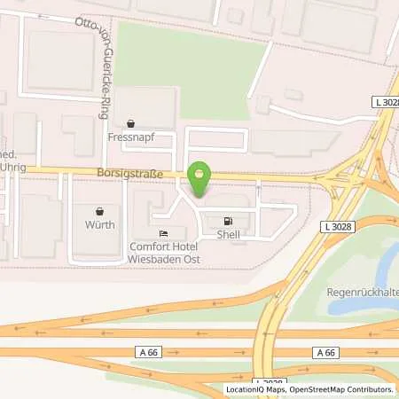 Standortübersicht der Tankstelle Shell Wiesbaden Borsigstr. 1 in 65205 Wiesbaden