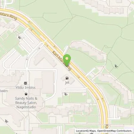 Standortübersicht der Tankstelle JET MUENCHEN KARL-MARX-RING 48 in 81735 MUENCHEN