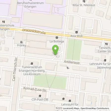 Standortübersicht der Tankstelle ERLANGEN - ARTILLERIESTR. 58 in 91052 Erlangen