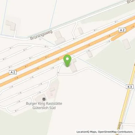 Standortübersicht der Tankstelle Gütersloh Süd in 33334 Gütersloh