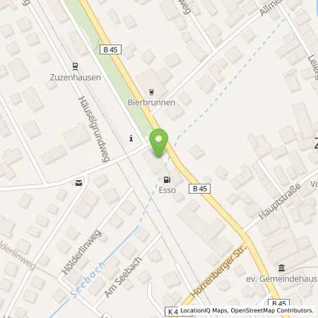 Standortübersicht der Tankstelle Esso Tankstelle in 74939 ZUZENHAUSEN