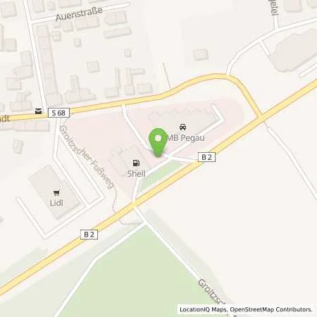 Standortübersicht der Tankstelle Shell Pegau Leipziger Vorstadt in 04523 Pegau