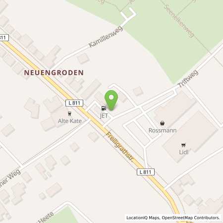 Standortübersicht der Benzin-Super-Diesel Tankstelle: JET WILHELMSHAVEN FREILIGRATHSTR. 203 in 26386, WILHELMSHAVEN
