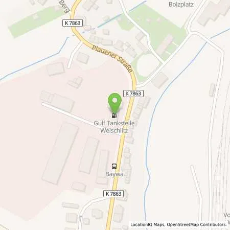 Standortübersicht der Tankstelle Gulf Weischlitz in 08538 Weischlitz