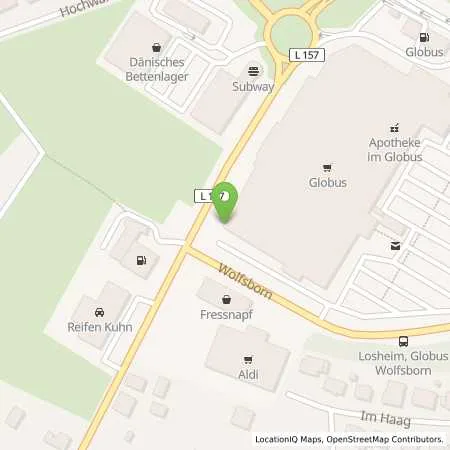 Standortübersicht der Tankstelle Globus Handelshof Losheim Dr. Walter Bruch GmbH & Co. KG in 66679 Losheim