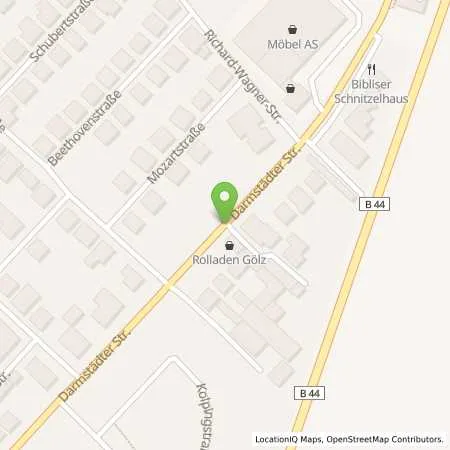 Standortübersicht der Tankstelle BIBLIS, DARMSTAEDTER STRASSE. in 68647 Biblis