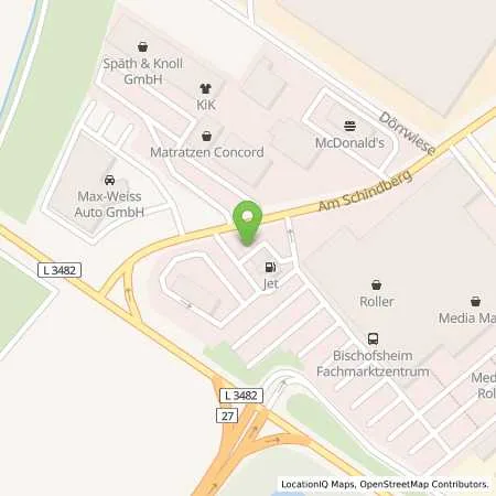 Standortübersicht der Tankstelle JET BISCHOFSHEIM AM SCHINDBERG 1 in 65474 BISCHOFSHEIM