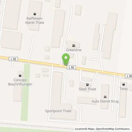 Standortübersicht der Tankstelle Shell Thale Neinstedter Str. 12 in 06502 Thale