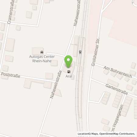 Standortübersicht der Benzin-Super-Diesel Tankstelle: Aral Tankstelle in 55450, Langenlonsheim