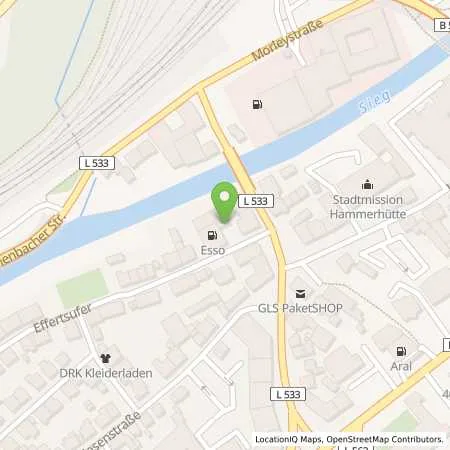 Standortübersicht der Tankstelle Esso Tankstelle in 57072 SIEGEN