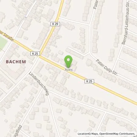 Standortübersicht der Tankstelle AVEX Bachem in 50226 Frechen