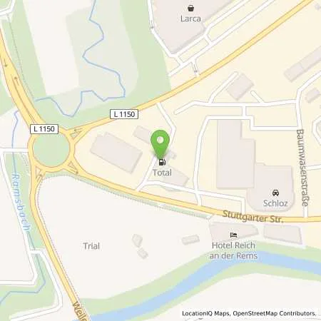 Standortübersicht der Tankstelle TotalEnergies Schorndorf in 73614 Schorndorf