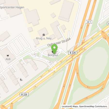 Standortübersicht der Benzin-Super-Diesel Tankstelle: TotalEnergies Hagen in 58089, Hagen