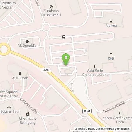 Standortübersicht der Tankstelle Supermarkt-Tankstelle HORB HAHNERSTR. 1 in 72160 HORB