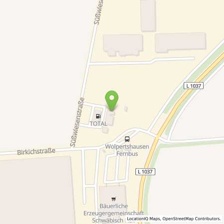 Standortübersicht der Benzin-Super-Diesel Tankstelle: TotalEnergies Truckstop Wolpertshausen in 74549, Wolpertshausen