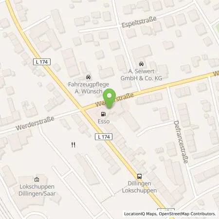 Standortübersicht der Tankstelle Esso Tankstelle in 66763 DILLINGEN