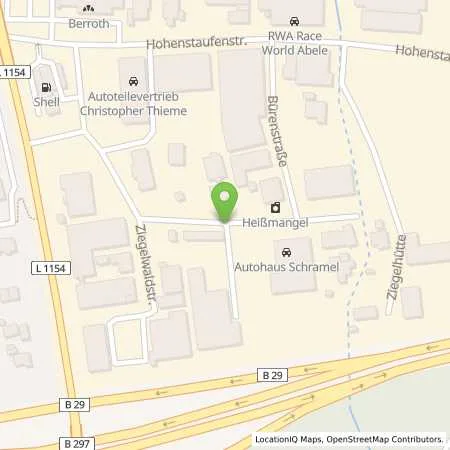 Standortübersicht der Tankstelle Shell Lorch Ziegelwaldstr. 2 in 73547 Lorch