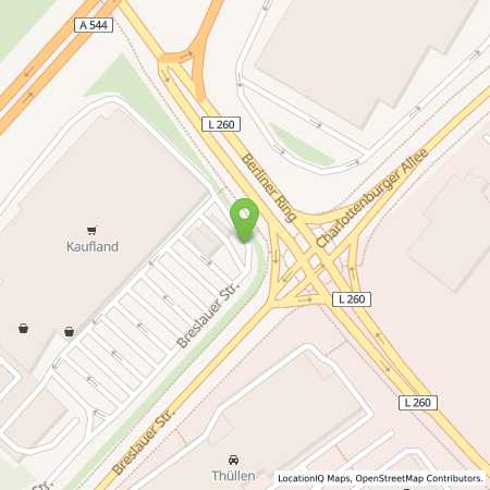 Standortübersicht der Benzin-Super-Diesel Tankstelle: Supermarkt-Tankstelle AACHEN BRESLAUER STRASSE 35 in 52068, AACHEN
