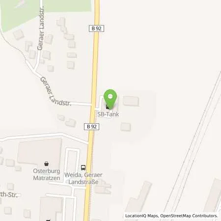 Standortübersicht der Tankstelle Sb Weida Geraer Landstraße 12 in 07570 Weida