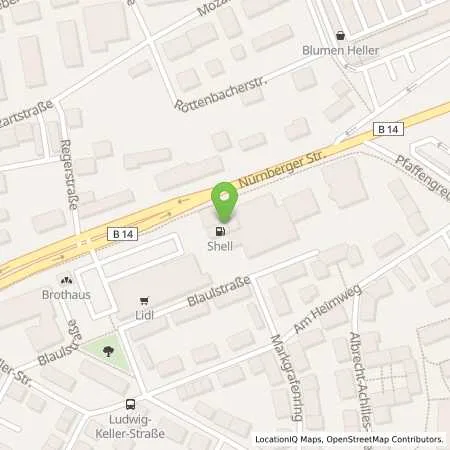 Standortübersicht der Tankstelle Shell Ansbach Nürnberger Str 74 in 91522 Ansbach
