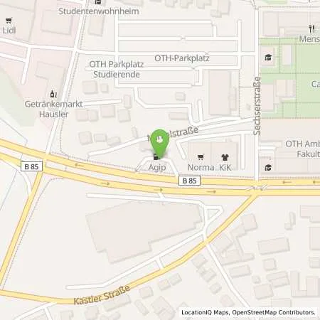 Standortübersicht der Tankstelle AMBERG - NUERNBERGER STRASSE 2A in 92224 Amberg