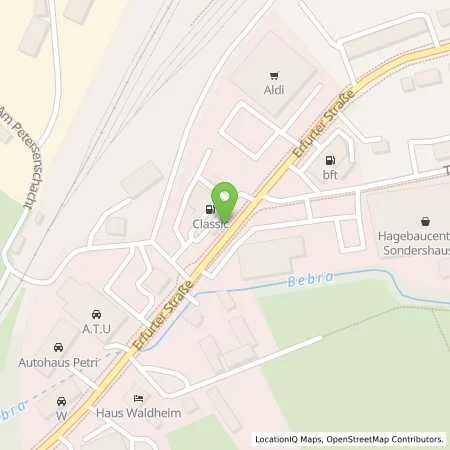 Standortübersicht der Tankstelle Sondershausen in 99706 Sondershausen