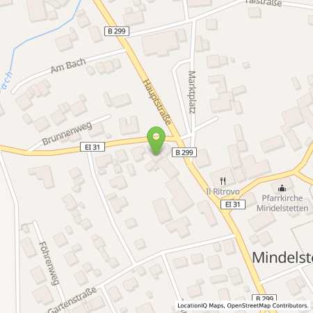 Standortübersicht der Benzin-Super-Diesel Tankstelle: MINDELSTETTEN - INGOLSTAEDTER STR. in 93349, Mindelstetten