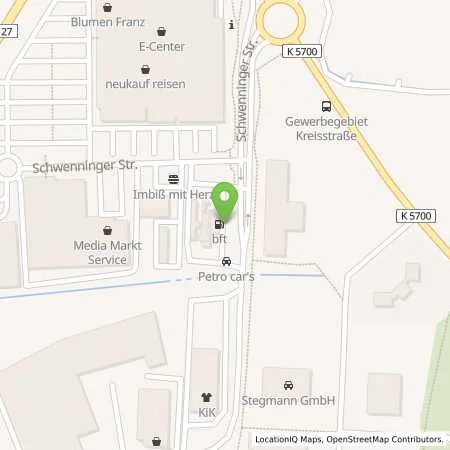 Standortübersicht der Tankstelle Bft Bad Duerrheim in 78073 Bad Duerrheim