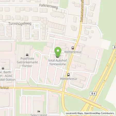 Standortübersicht der Tankstelle TotalEnergies Autohof Tennenlohe in 91058 Erlangen