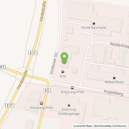 Standortübersicht der Benzin-Super-Diesel Tankstelle: Aral Tankstelle in 24159, Kiel-Friedrichsort