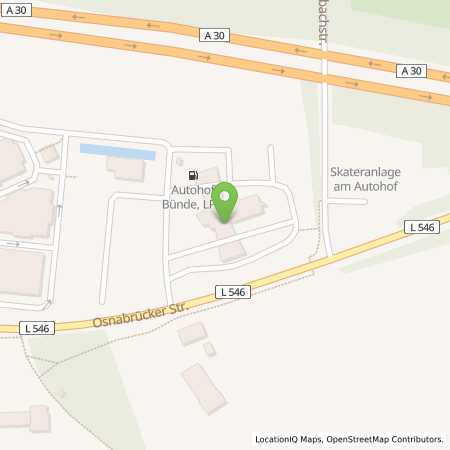 Standortübersicht der Benzin-Super-Diesel Tankstelle: Shell Buende Osnabruecker Str. 72-76 in 32257, Buende