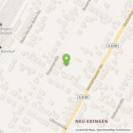 Standortübersicht der Tankstelle Supermarkt-Tankstelle EDINGEN-NECKARH. ROSENSTR. 70 in 68535 EDINGEN (NECKARH.)