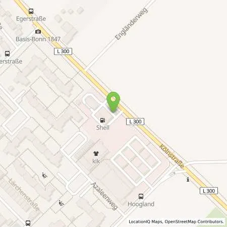 Standortübersicht der Tankstelle Shell Bonn Koelnstr. 655 in 53117 Bonn