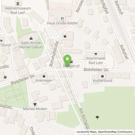 Standortübersicht der Tankstelle Budget Oil in 49196 Bad Laer