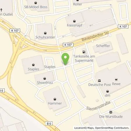 Standortübersicht der Tankstelle Supermarkt-Tankstelle HILDESHEIM BAVENSTEDTER STR. 62 in 31135 HILDESHEIM