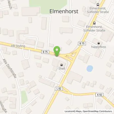 Standortübersicht der Tankstelle Shell Elmenhorst Bundesstr. 20 in 23869 Elmenhorst
