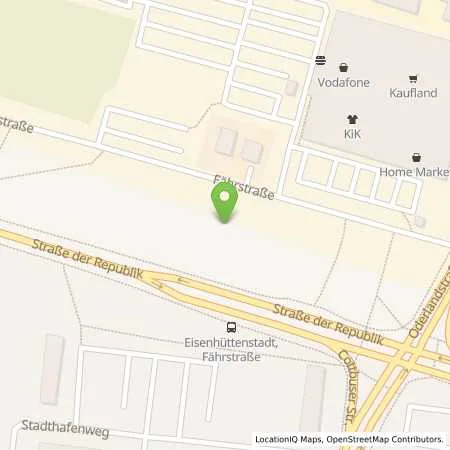 Standortübersicht der Tankstelle Supermarkt Eisenhuettenstadt in 15890 Eisenhuettenstadt