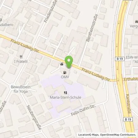 Standortübersicht der Tankstelle Würzburg Franz-Ludwig-Strasse 14 in 97072 Würzburg