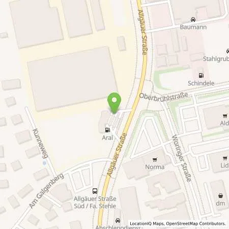 Standortübersicht der Tankstelle Aral Tankstelle in 87700 Memmingen