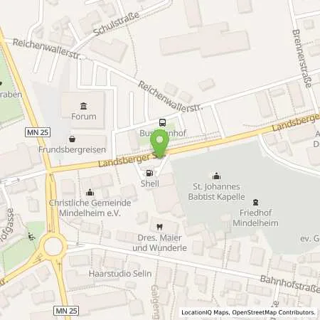 Standortübersicht der Tankstelle Shell Mindelheim Landsberger Str 10 in 87719 Mindelheim