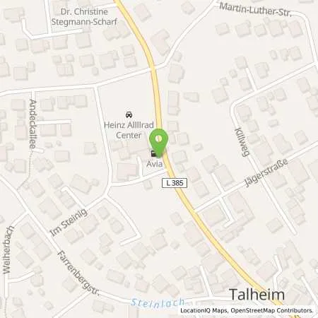 Standortübersicht der Tankstelle AVIA Mössingen in 72116 Mössingen (Talheim)
