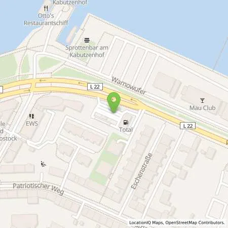 Standortübersicht der Tankstelle TotalEnergies Rostock in 18057 Rostock