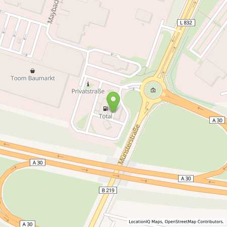 Standortübersicht der Benzin-Super-Diesel Tankstelle: TotalEnergies Truckstop Ibbenbueren in 49479, Ibbenbueren