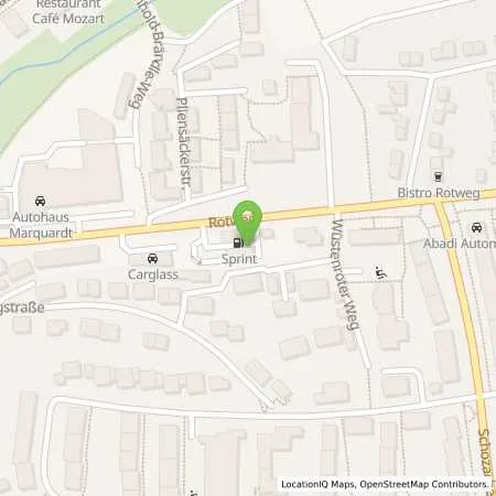 Standortübersicht der Tankstelle Sprint Stuttgart Rotweg in 70437 Stuttgart