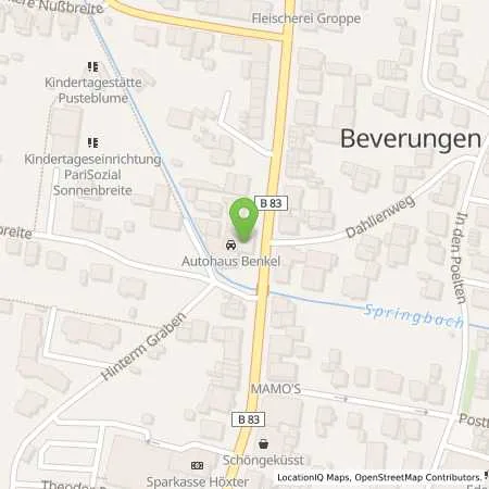 Standortübersicht der Tankstelle Q1 Tankstelle in 37688 Beverungen