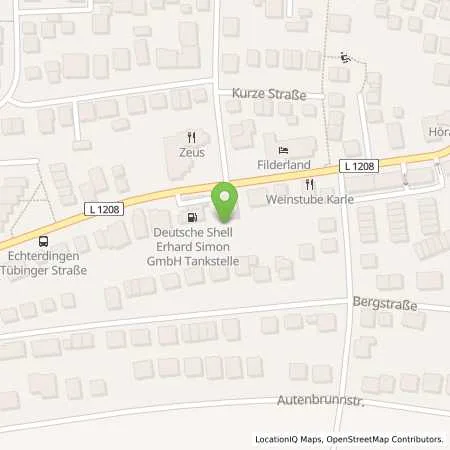 Standortübersicht der Tankstelle Shell Leinfelden-Echterdingen Tuebinger Str. 27 in 70771 Leinfelden-Echterdingen