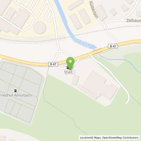 Standortübersicht der Benzin-Super-Diesel Tankstelle: Shell Amorbach Odenwaldstr. 3 in 63916, Amorbach