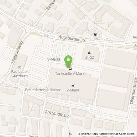 Standortübersicht der Tankstelle V-Markt Günzburg in 89312 Günzburg