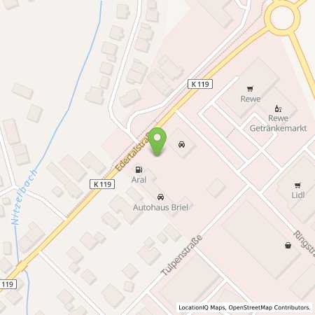 Standortübersicht der Benzin-Super-Diesel Tankstelle: Aral Tankstelle in 35108, Allendorf