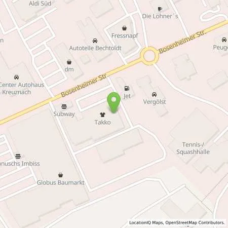 Standortübersicht der Tankstelle JET BAD KREUZNACH BOSENHEIMER STR. 218 in 55543 BAD KREUZNACH